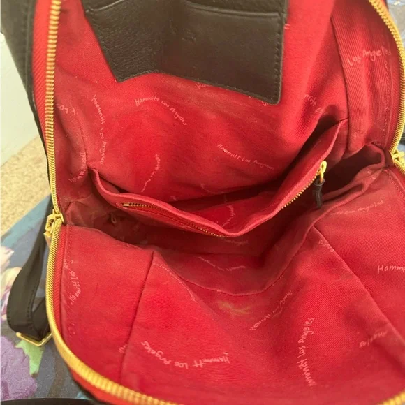 Hammitt Black Leather Backpack with Gold Accents- - Picture 5 of 6